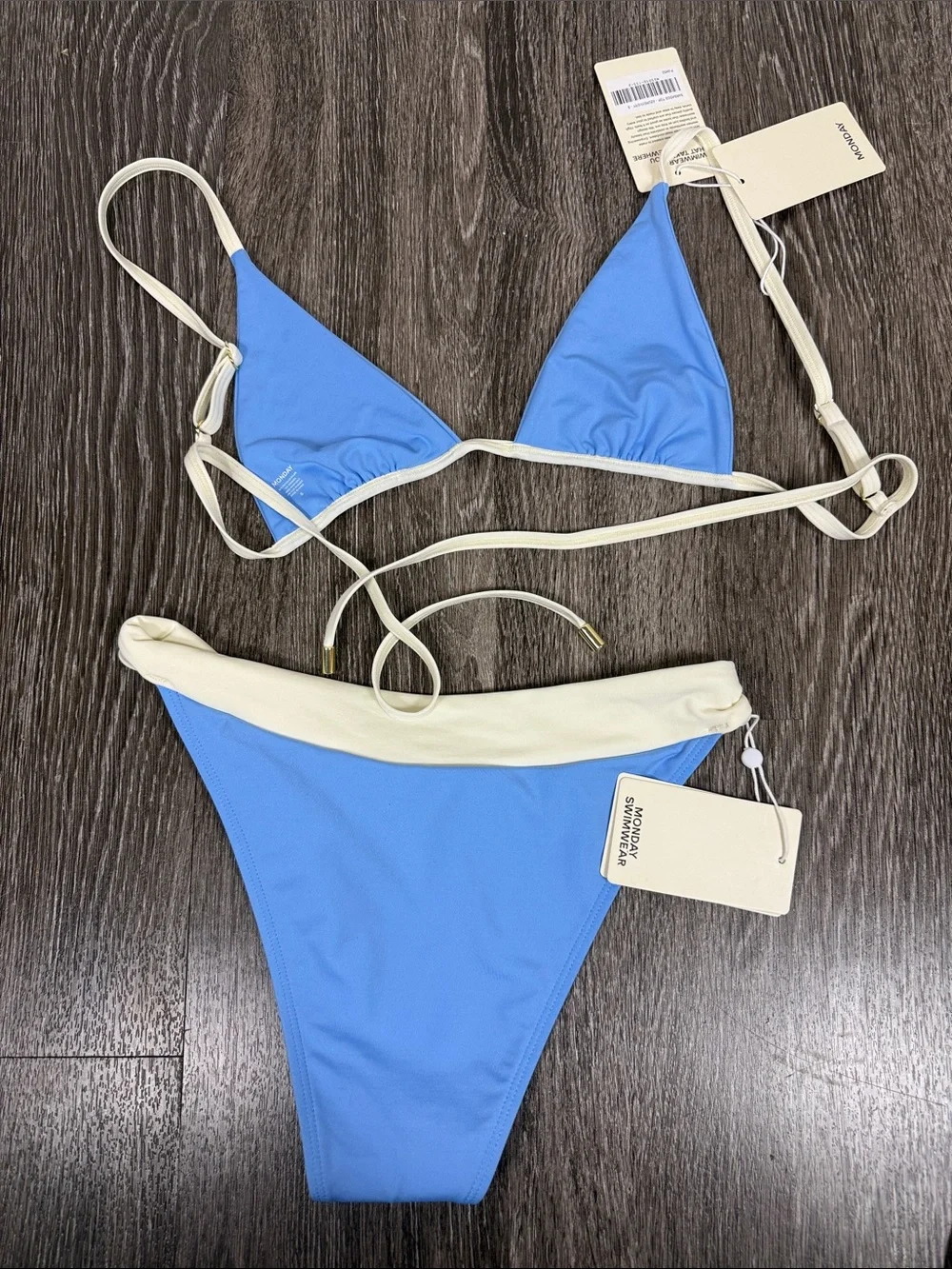 Monday Swimwear Bikini BARBADOS TOP - AZURE/IVORY and MARSEILLE BOTTOM